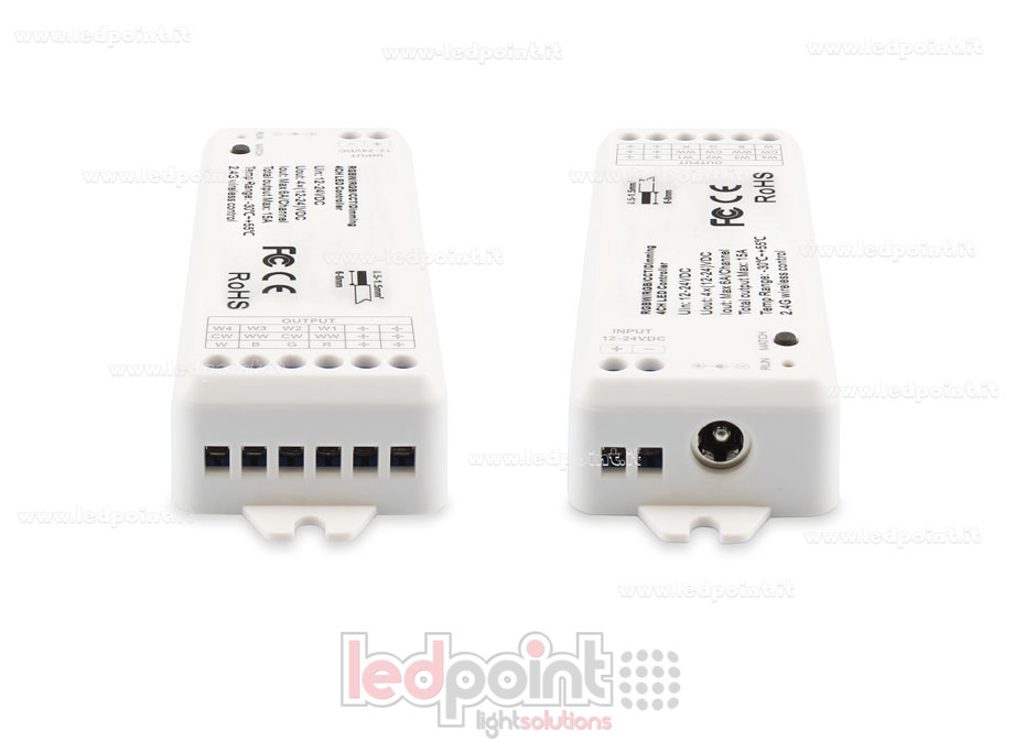 Kit mando + controlador RGBW 12/24V,  4ch*6A, Max 15A, RF 2.4G