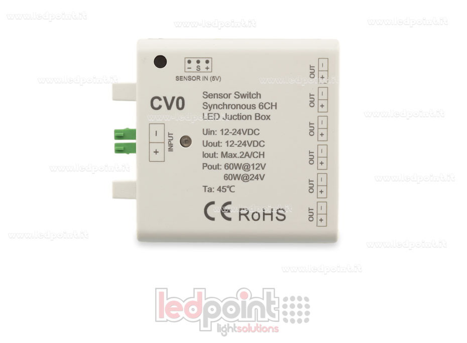 Interfaz dimmer 6ch 60W 12V-24V con entrada para sensor