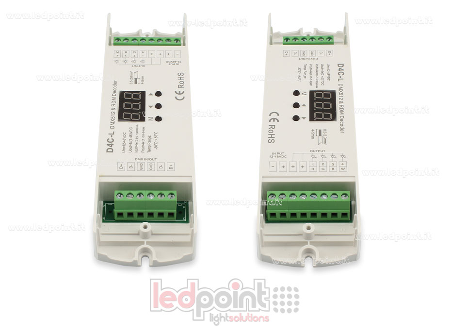 DMX 512 descodificador, corriente constante 4 canales de 350-1200mA cada uno, tensión 12-48V DC