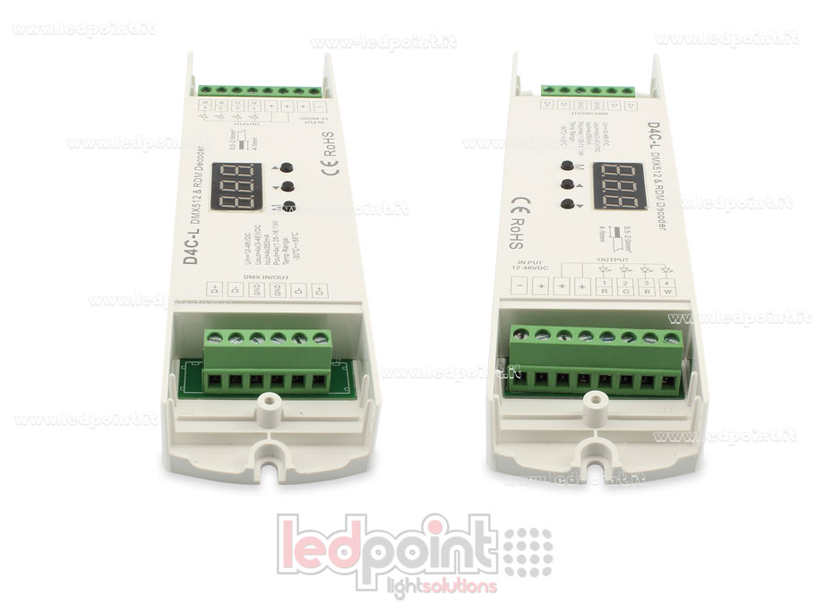 DMX 512 descodificador, corriente constante 4 canales de 150-500mA cada uno, tensión 12-48V DC