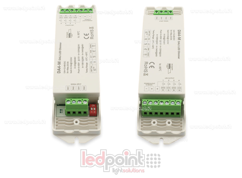 Dimmer DALI, 4 canales 3A/5A, 12-48V DC, voltaje constante (DT6/DT8)