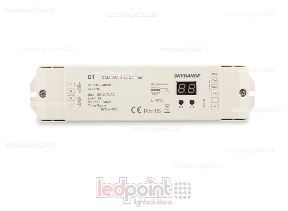 Controlador DALI, 1 canal de 1.2A, 100-240VAC Triac