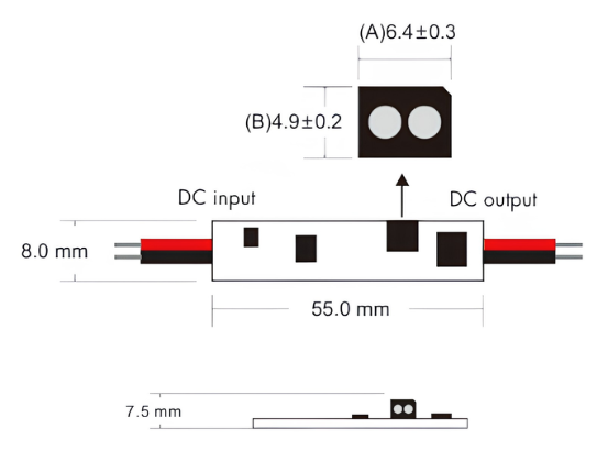 Sensor on/off para puertas, para instalación en perfil, 12-24V, 1ch 4A Sensor on/off para puertas, para instalación en perfil, 12-24V, 1ch 4A