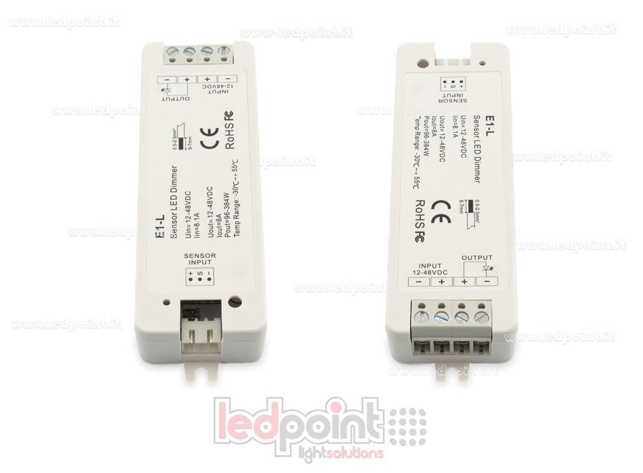 Atenuador on/off monocromático con salida para sensores de 12/48V, 1chx8A