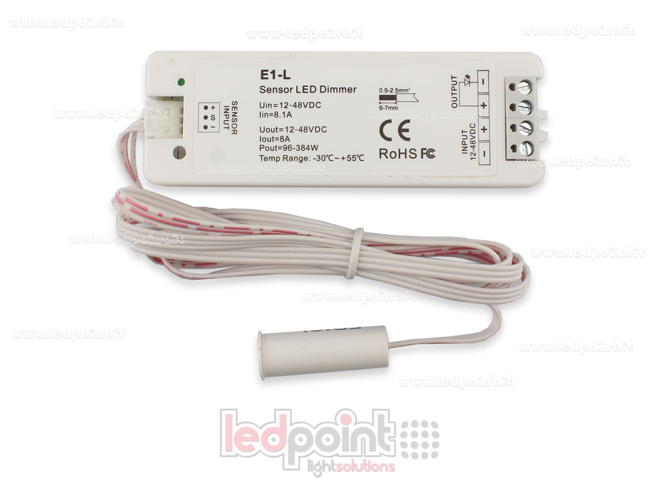 Sensor dimmer on/off monocromático para puertas 12/48V, 1chx8A