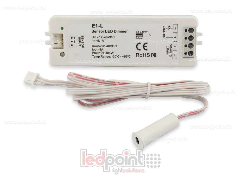 Sensor dimmer on/off monocromático para puertas 12/48V, 1chx8A