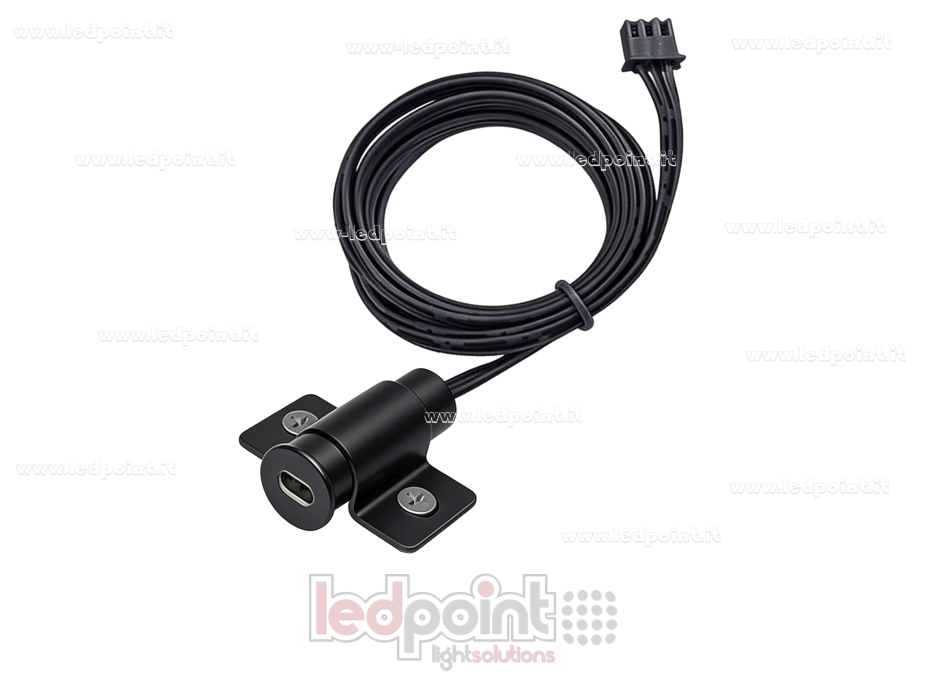 Sensor negro redondo para puertas, de 13 mm de diámetro