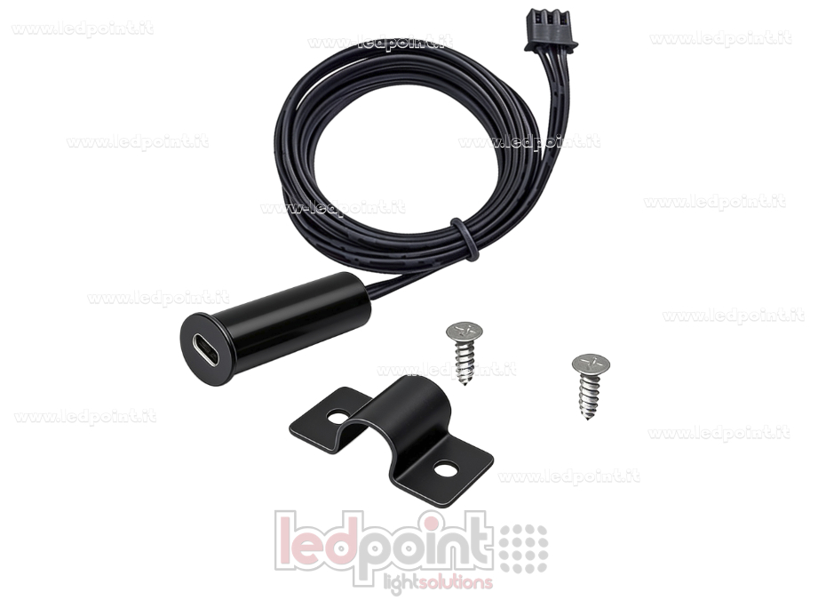 Sensor negro redondo para puertas, de 13 mm de diámetro