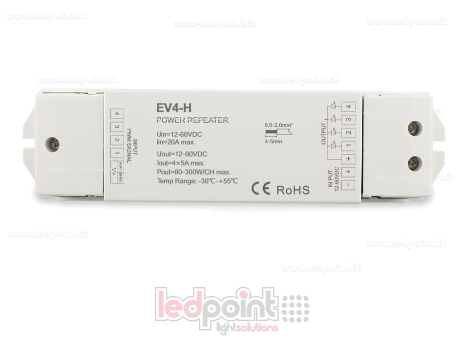 Amplificador RGB 12-60V 20A (4 canales de 5A)