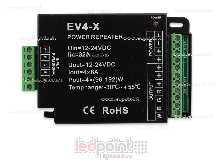 Amplificador RGBW 12-24V 32A (4 canales de 10A)