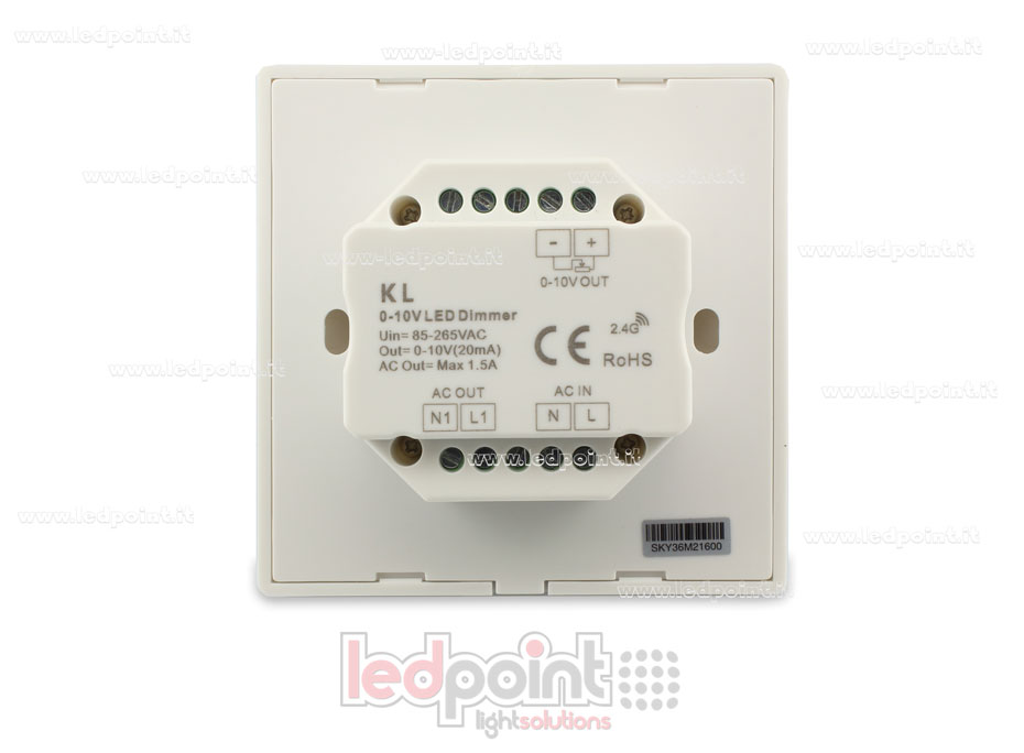 Regulador de pared con rueda 0-10V y mando a distancia RF, 86x86mm