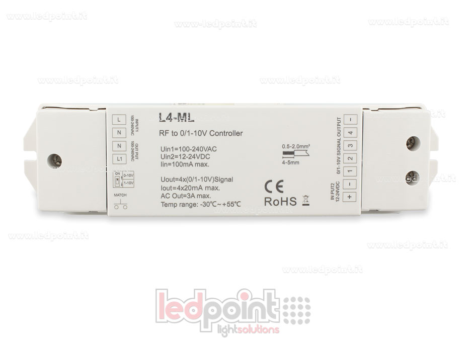 Receptor RF 2.4GHz 4 canales salida 0/1-10V