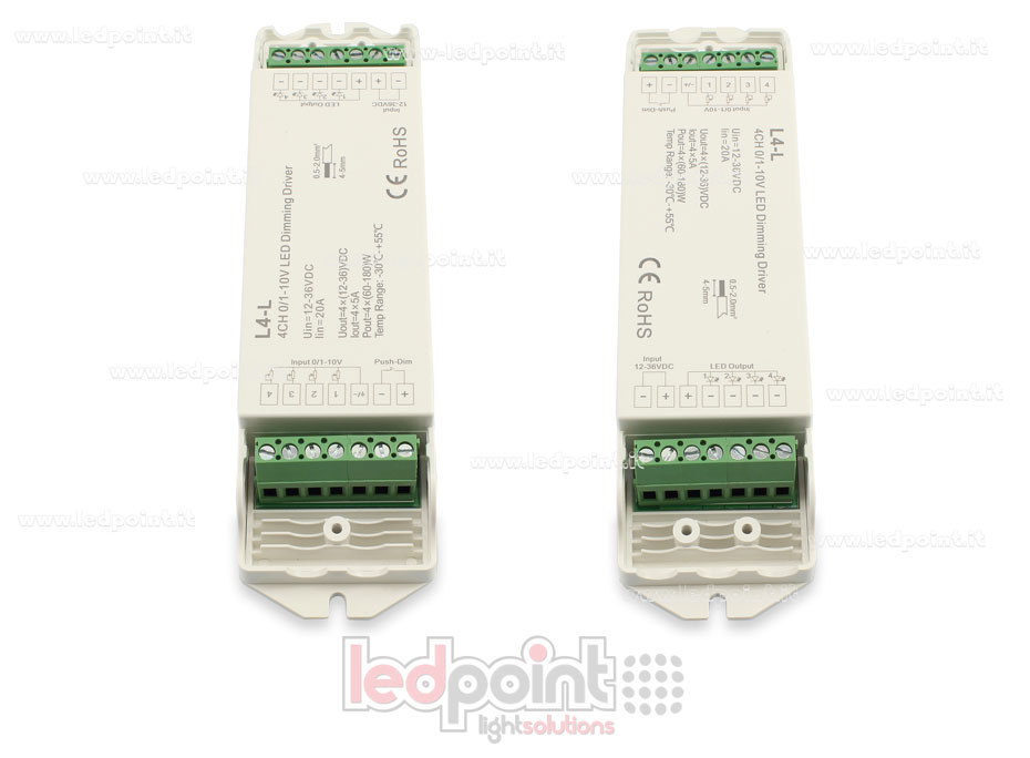 Dimmer monocromático de 0/1-10V y push dim, 4 canales de salida
