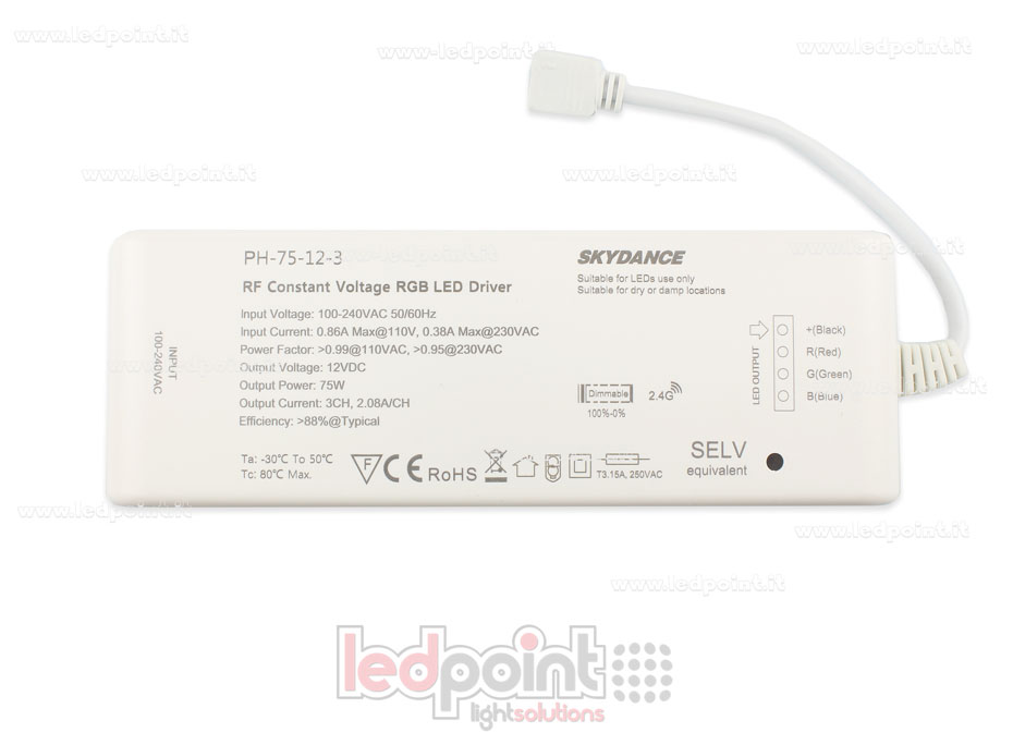 Fuente de alimentación 75W, 12V 3 canales, Wireless SkyDance