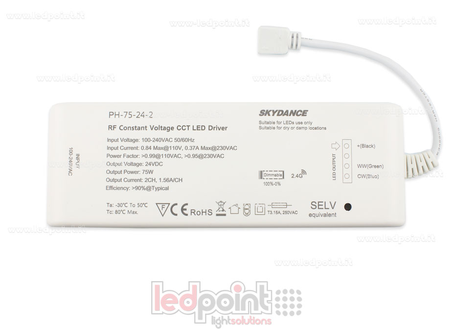 Fuente de alimentación 75W 24V, 2 canales, Wireless SkyDance