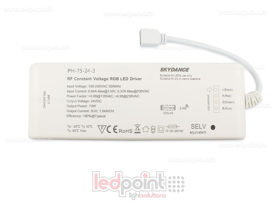 Fuente de alimentación 75W 24V, 3 canales, Wireless SkyDance