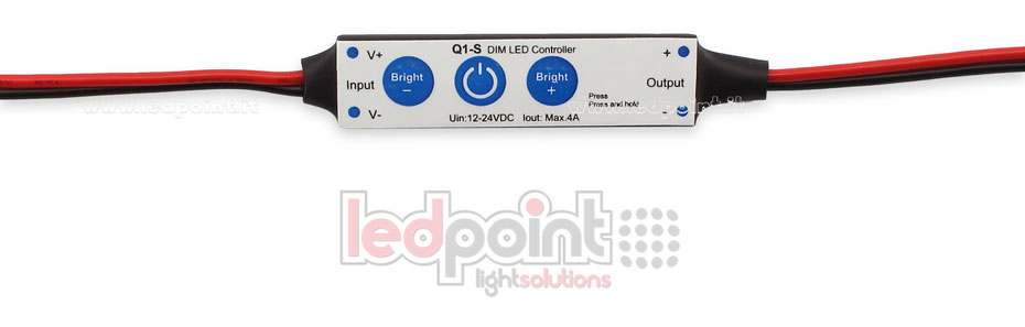 Receptor dimmer mini monocromático 12/24V, 1 ch 4A/CH 3 teclas no RF