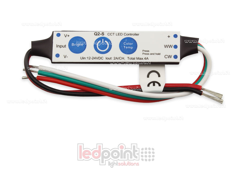 Receptor dimmer mini CCT 12/24V, 2ch 2A/CH 3 teclas no RF