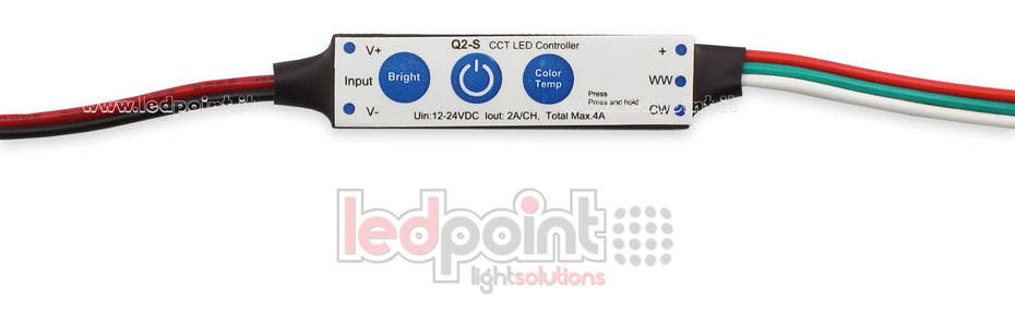 Receptor dimmer mini CCT 12/24V, 2ch 2A/CH 3 teclas no RF