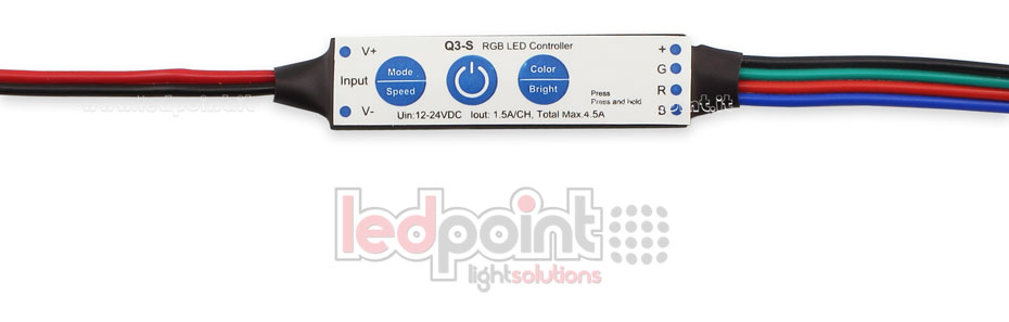 Receptor dimmer mini RGB 12/24V, 3ch 1.5A/CH 3 teclas no RF