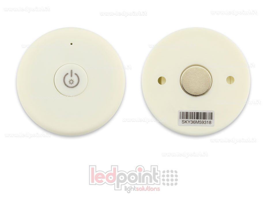 Mando a distancia monocromático blanco RF 2.4G con imán y agujeros para fijación