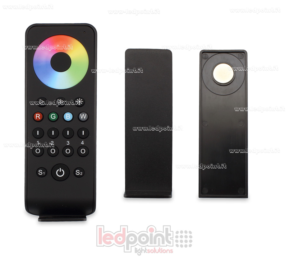 Mando RGB/RGBW 4 zonas, negro con imán, RF2.4G
