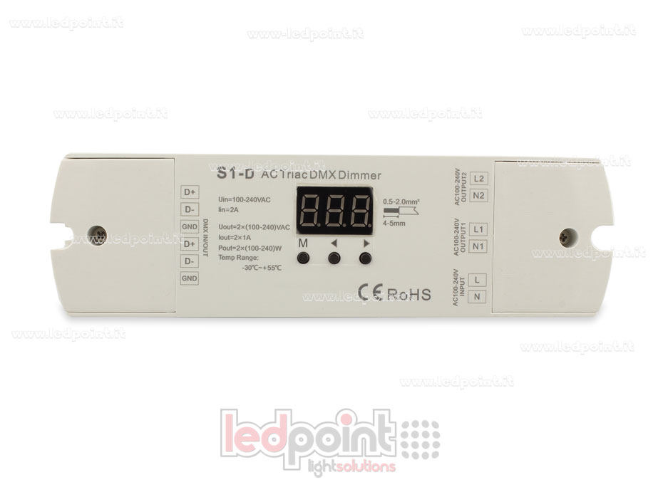 Triac AC DMX512 descodificador, 2 canales de 1A cada uno