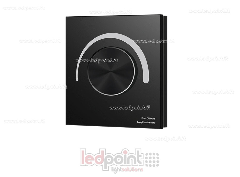 Mando a distancia negro para pared Triac dimmer 86x86 mm con rueda, 1 canal*1,2 A