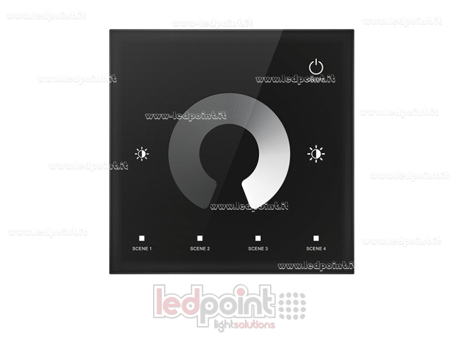 Controlador y mando a distancia de pared negro monocromático táctil, 4 canales*3 amperios, 12-24 V CC, RF 2,4 GHz Controlador y mando a distancia de pared negro monocromático táctil, 4 canales*3 amperios, 12-24 V CC, RF 2,4 GHz
