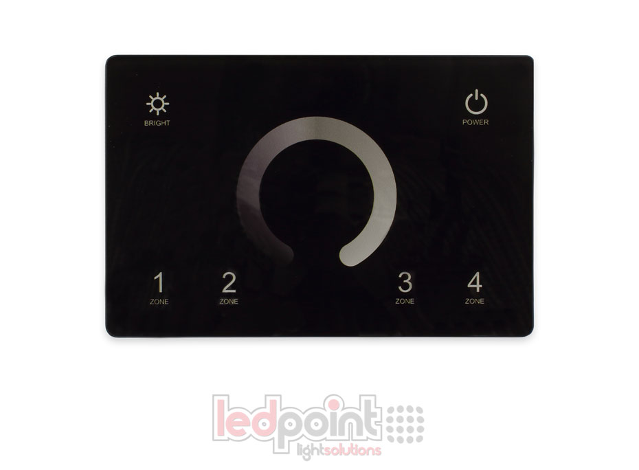 Master DMX y mando a distancia monocromático RF para pared negro 4 zonas 120x80mm por caja 503