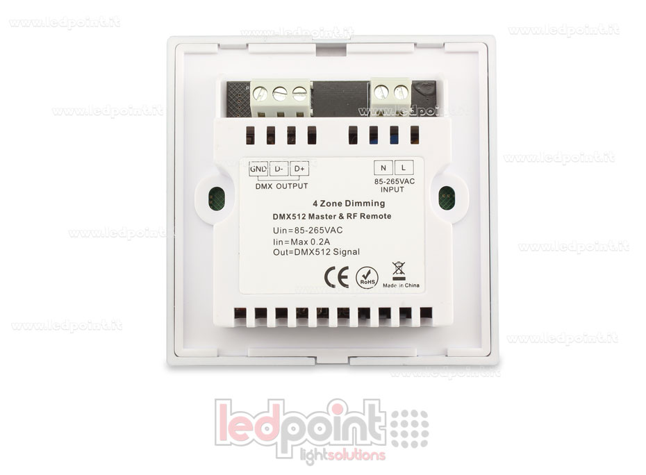 Master DMX y mando para pared 86x86mm monocromático 4 zonas 3 escenas RF2.4G