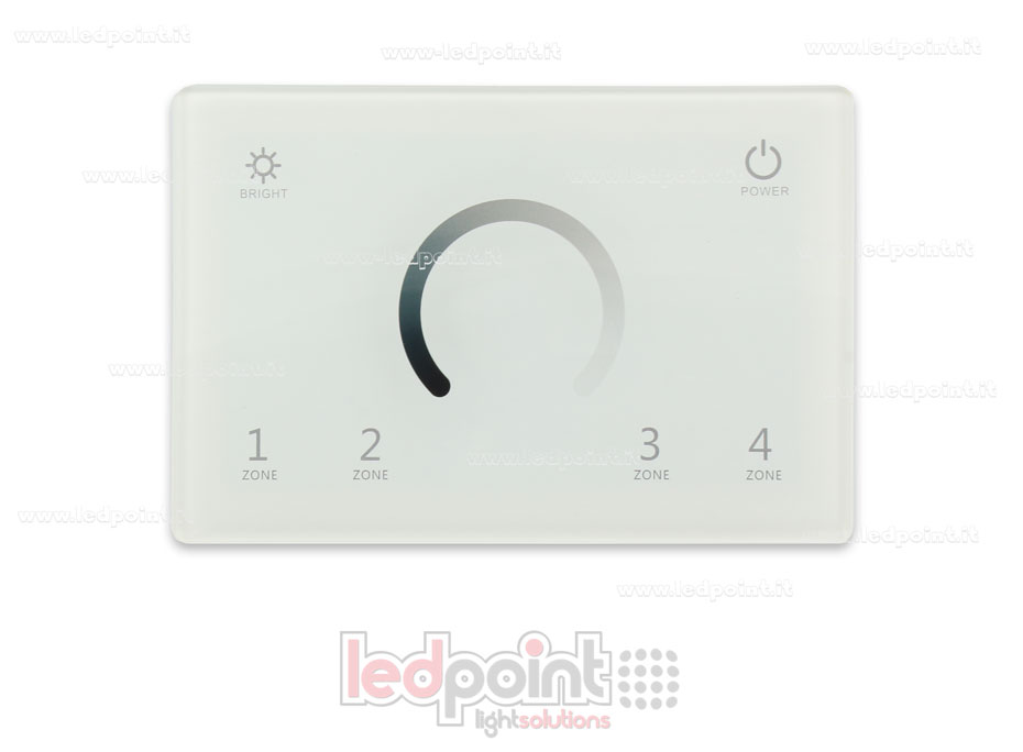 Master DMX y mando a distancia monocromático RF para pared blanco 4 zonas 120x80mm por caja 503