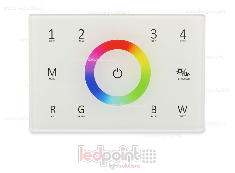 Mando a distancia master RGBW 4 zonas blanco para pared RF2.4G + DMX512 120*80 por caja 503