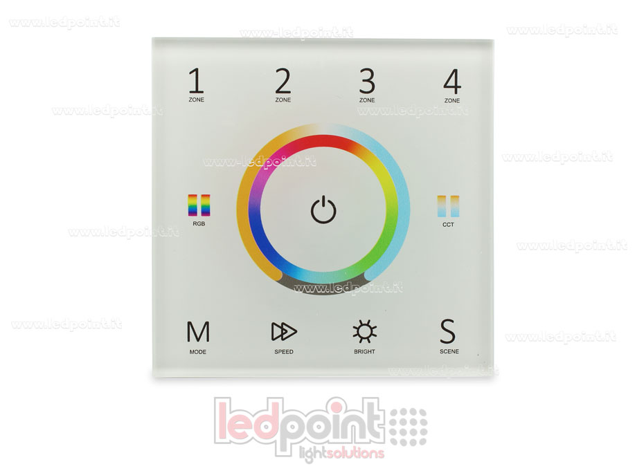 Mando a distancia master RGB+CCT 4 zonas blanco para pared RF2.4G + DMX512