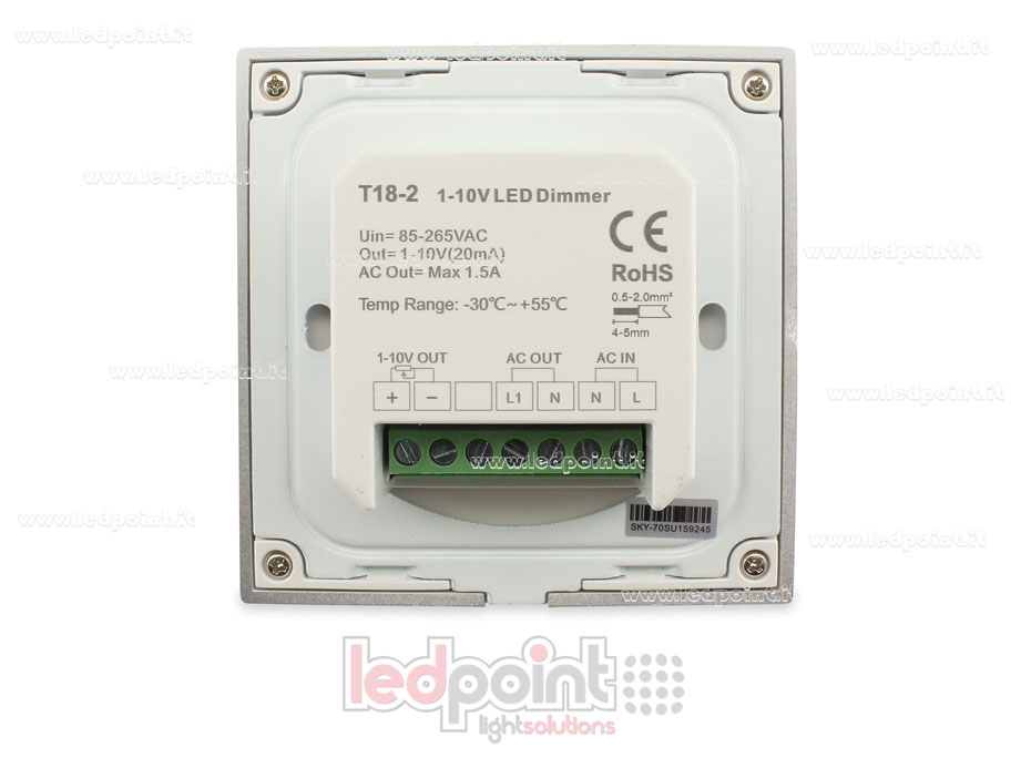 Mando regulador de pared 0-10V 86x86mm, 1 zona con ruleta