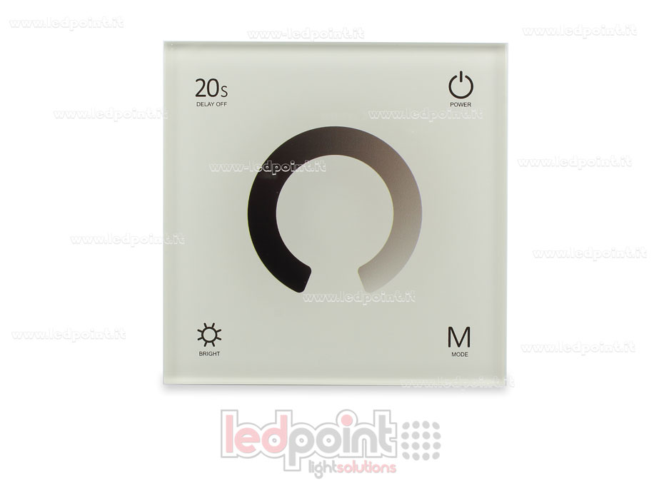 Controlador y mando a distancia de pared blanco monocromático táctil 4CH*3A 12-24VDC RF2.4G