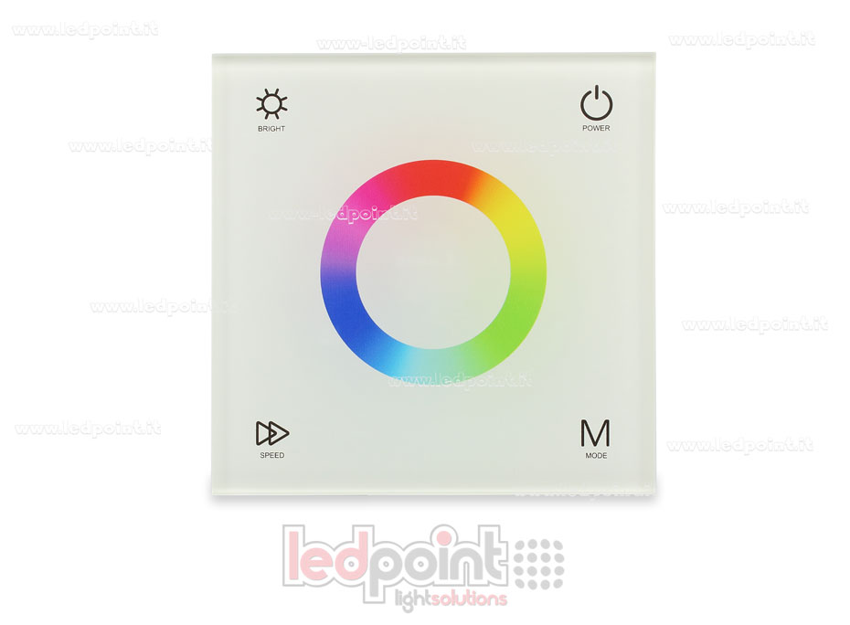 Controlador y mando de pared RF RGB 12-24V, 86x86mm