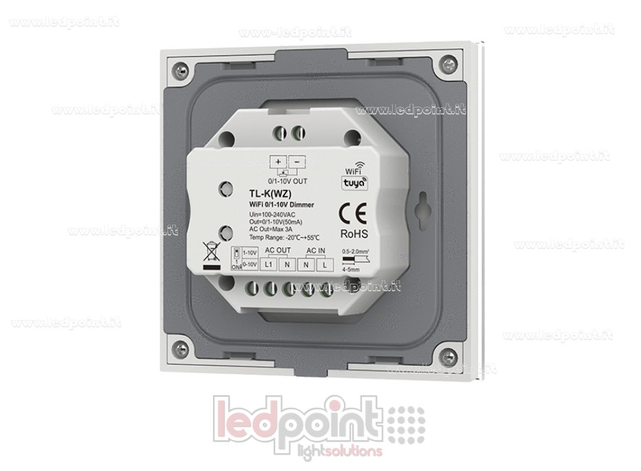 Panel de control de pared, Zigbee 1CH-50mA, 100-240VAC + regulador 0/1-10V, blanco
