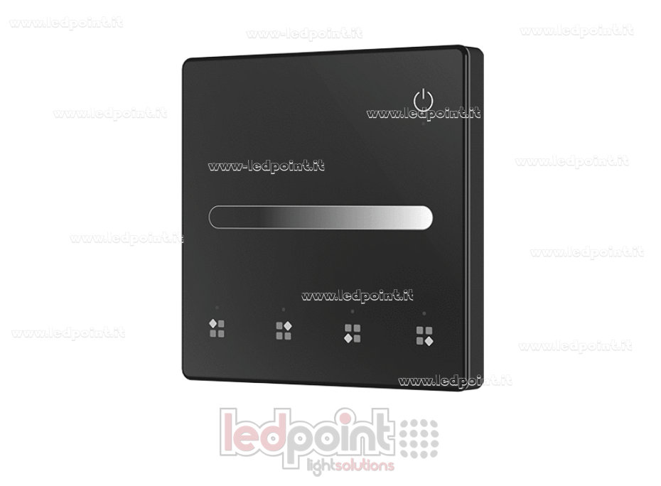 Mando a distancia de pared monocromático, a pilas, negro, 4 zonas, RF 2,4 GHz