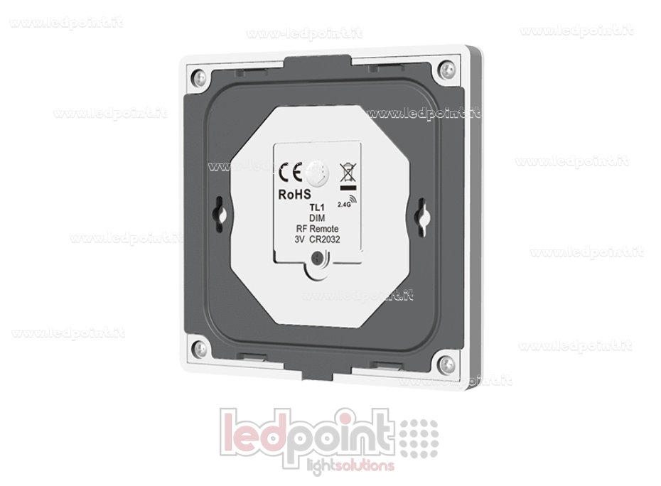 Mando a distancia de pared monocromático, a pilas, blanco, 4 zonas, RF 2,4 GHz