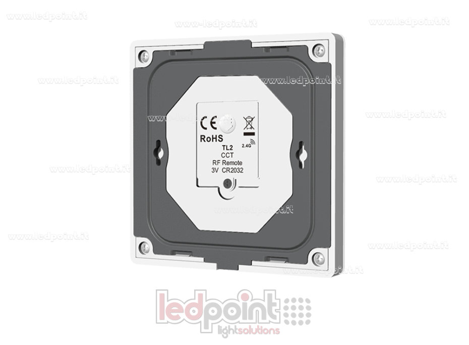 Mando a distancia de pared CCT a pilas, blanco, 4 zonas RF 2,4 GHz Mando a distancia de pared CCT a pilas, blanco, 4 zonas RF 2,4 GHz