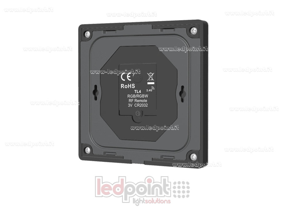 Mando a distancia de pared RGB/RGBW a pilas, negro, 4 zonas, RF 2,4 GHz 
