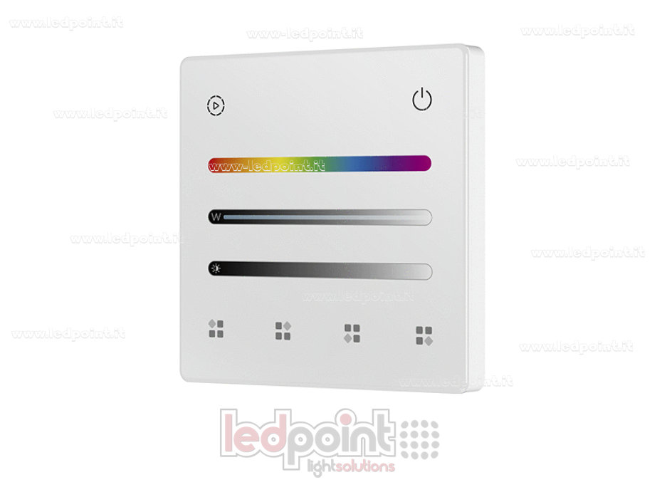 Mando a distancia de pared RGB/RGBW a pilas, blanco, 4 zonas, RF 2,4 GHz