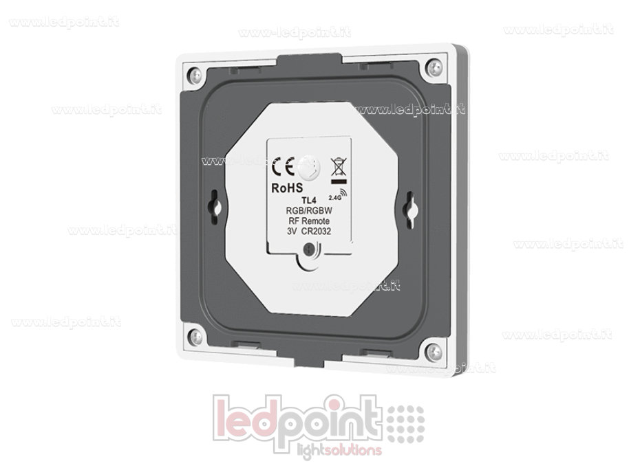 Mando a distancia de pared RGB/RGBW a pilas, blanco, 4 zonas, RF 2,4 GHz