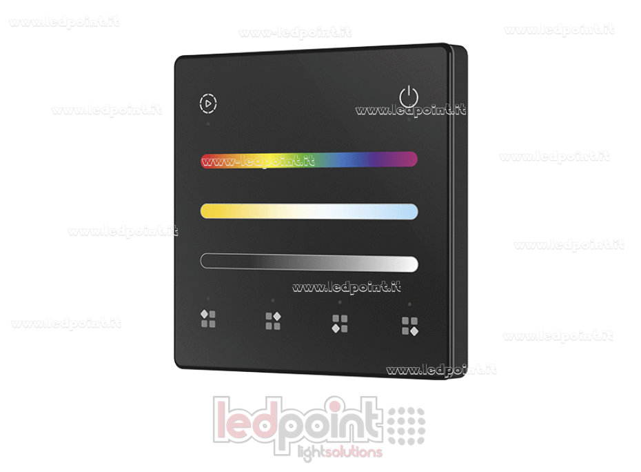 Mando a distancia de pared RGB + CCT a pilas, negro, 4 zonas RF 2,4 GHz