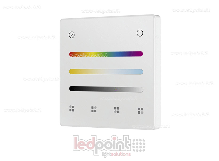 Mando a distancia de pared RGB + CCT a pilas, blanco, 4 zonas RF 2,4 GHz
