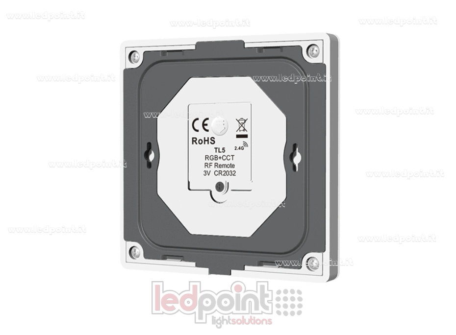 Mando a distancia de pared RGB + CCT a pilas, blanco, 4 zonas RF 2,4 GHz