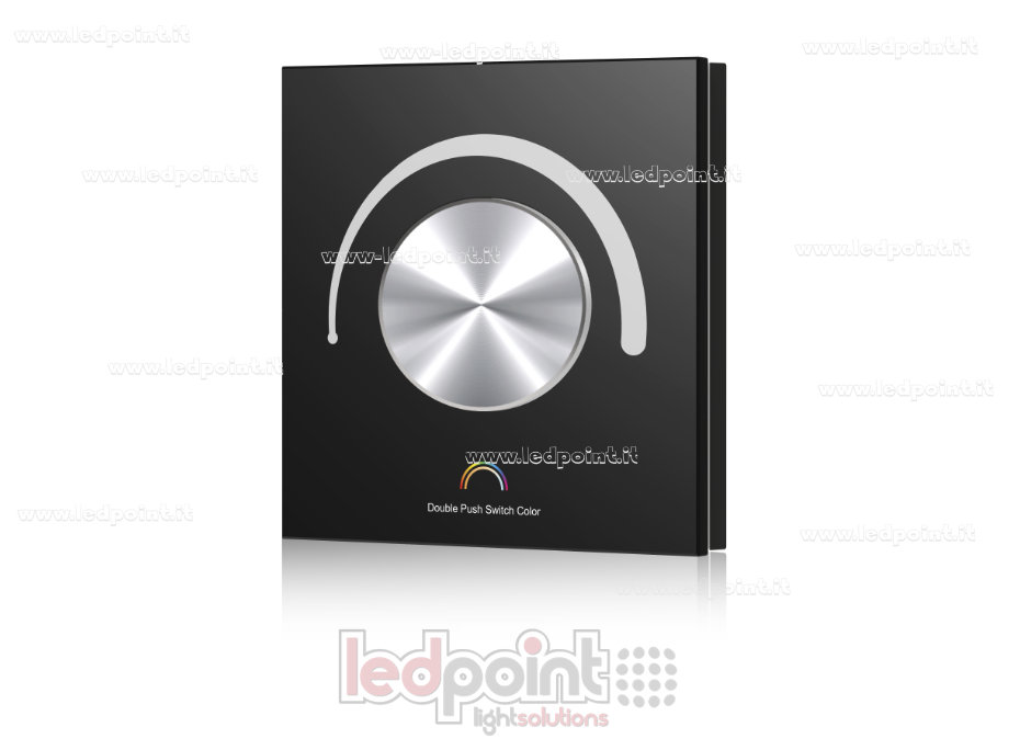 Control Remoto de Pared WiFi y RF, 12-48VCC, 3 Canales x 4A, 86x86mm, 1 Zona con Rueda Giratoria, Negro