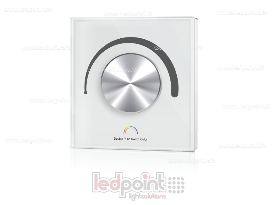 Control Remoto de Pared WiFi y RF, 12-48VCC, 3 Canales x 4A, 86x86mm, 1 Zona con Rueda Giratoria, Blanco