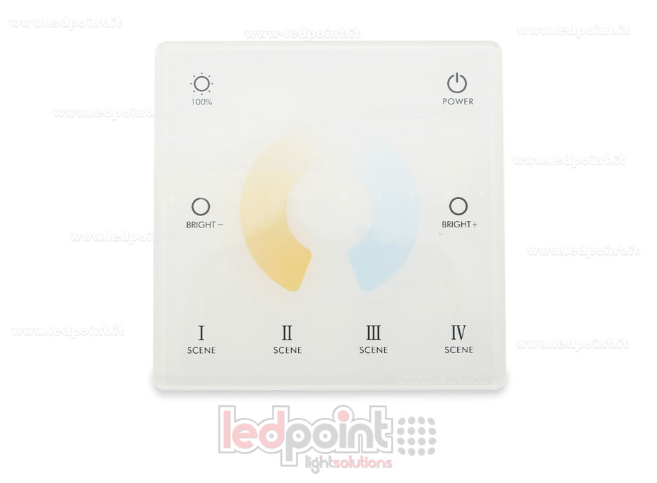 Mando de pared RF2.4G, CCT, slim, blanco, alimentado por batería, monozona